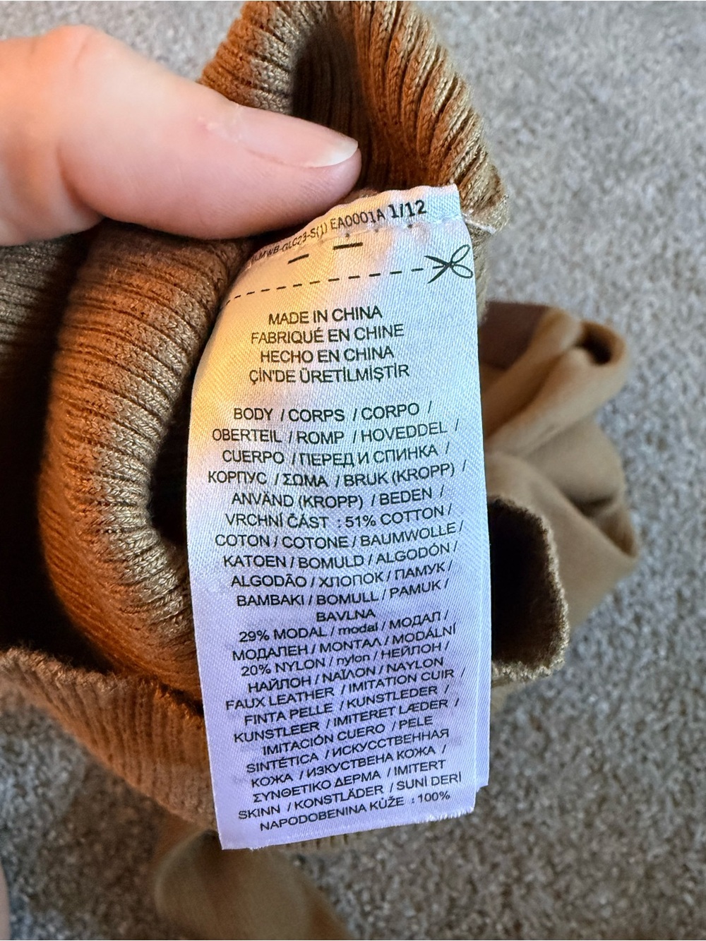 Ralph Lauren Camel Turtleneck Sweater with Brown Shoulder Patches - Picture 5 of 5